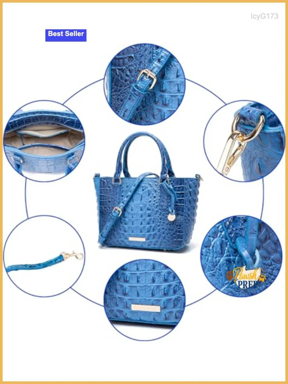 Croc Embossed Faux Leather Satchel Tote Bag with Zipper